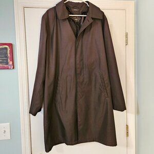 Alfani Men’s Black Mid Length Raincoat Jacket Size 42L Lightweight Overcoat- No
